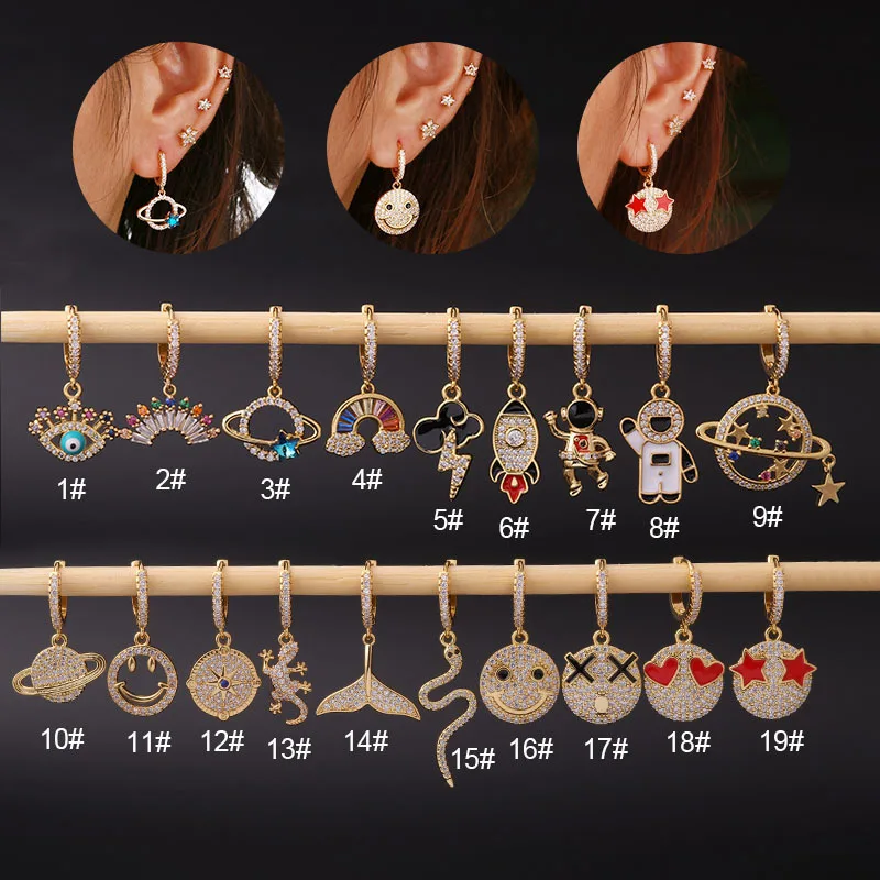 

1PC Evil Eyes Huggies Hoop Ear Tragus Cartilage Helix Earrings Ear Studs Ear Cuff Rook Woman Lobe Piercing Jewelry