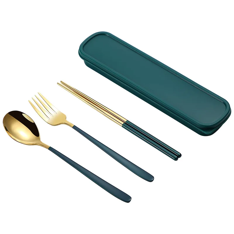 

304 Stainless Steel Chopsticks Spoon Set Fork Creative Adult Portable Korean Tableware Students Outdoor Tableware Cutlery Set