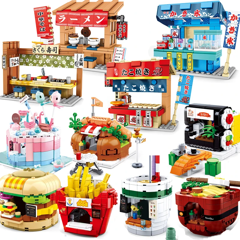 Конструктор City Mini Street View в стиле розничного магазина миниатюрные строительные