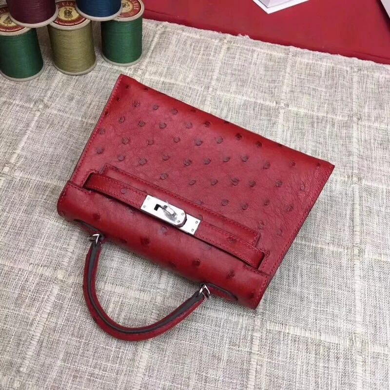 

Fully Handmade Ostrich Brand Mini Bag,19.5cm,Mini Handbag,Ostrich Luxury purse,Wax Lline Stitching, Fast delivery