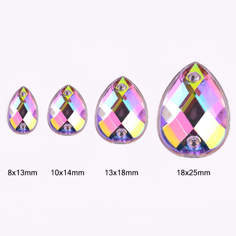 JUNAO 8x13mm 13x18mm Light Purple Crystal Sew On Acrylic Rhinestones Flat Back Stones Drop Strass Sewing for DIY Clothes | Дом и сад