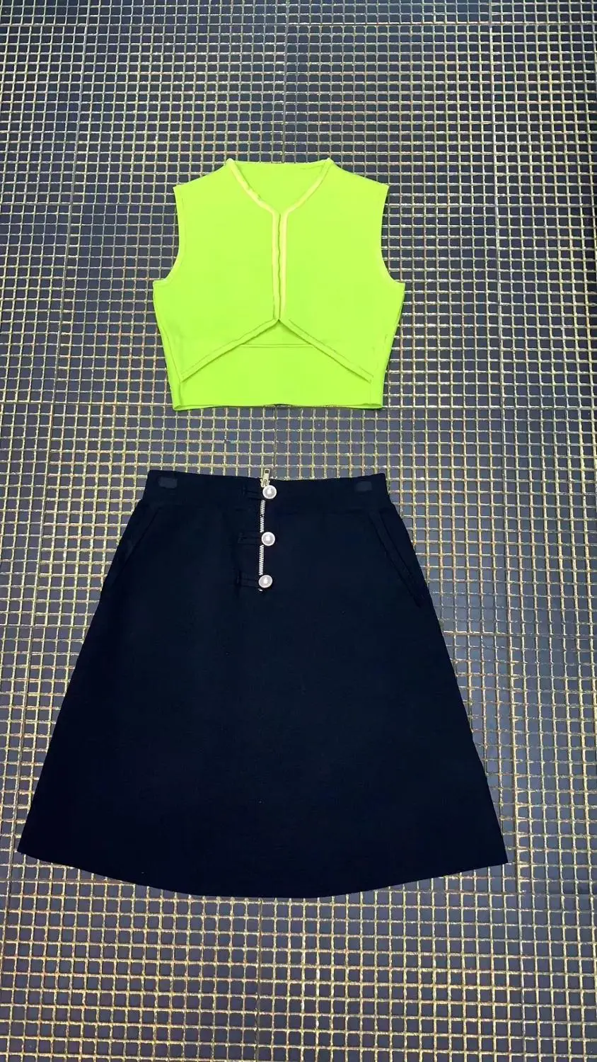 

women black Green two Piece sleeveless Elegant sexy Bandage Summer bodycon Celebrity Party Dress wholesale