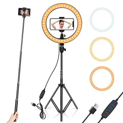 1.25m tripod stand Светодиодный кольцевой светильник 12," штатив-Трипод стойка держатель телефона для потокового видео на YouTube с регулируемой яркостью макияж фотографии кольцо светильник 3 светильник режимов - Цвет: 1.25m tripod stand