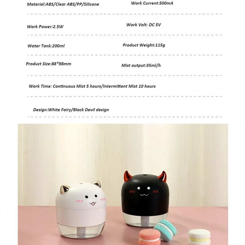 

200ml Air Humidifier Funny Design USB Devil Ultrasonic Aroma Essential Oil Diffuser For Office Car Home Air Purify Atomizer