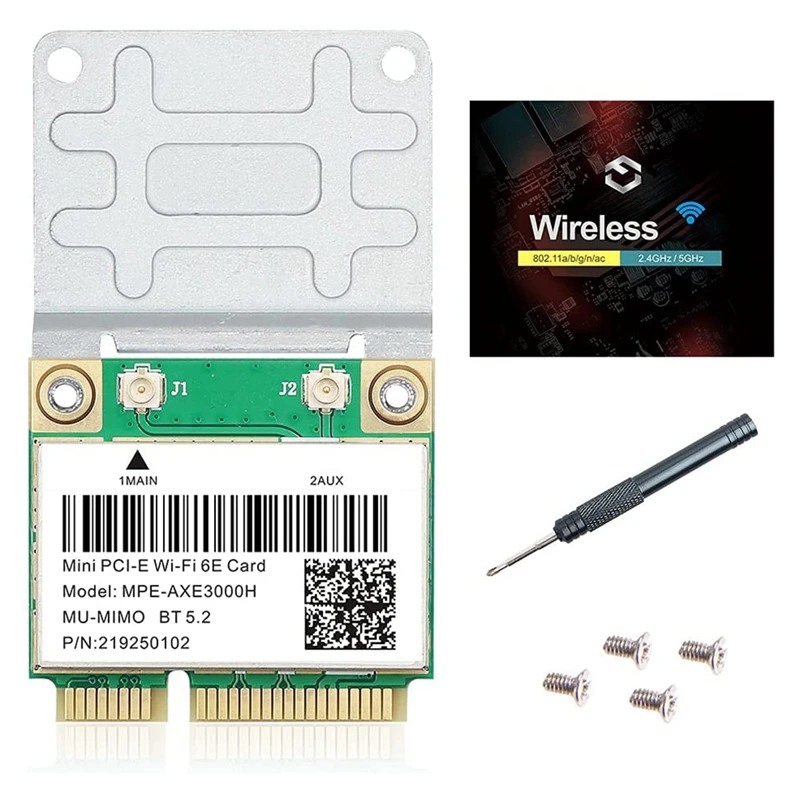 

Wi-Fi 6E Mini PCI-E WiFi Network Card MPE-AXE3000H 2.4GHz 5GHz 6GHz 5400Mbps Wireless Card BT5.2 802.11AX AC