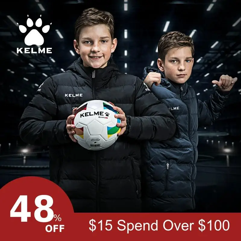KELME/детские спортивные зимние куртки; пуховое пальто для мальчиков; плотные теплые парки с капюшоном для больших мальчиков; пальто; детская верхняя одежда для бега; куртки; PO14