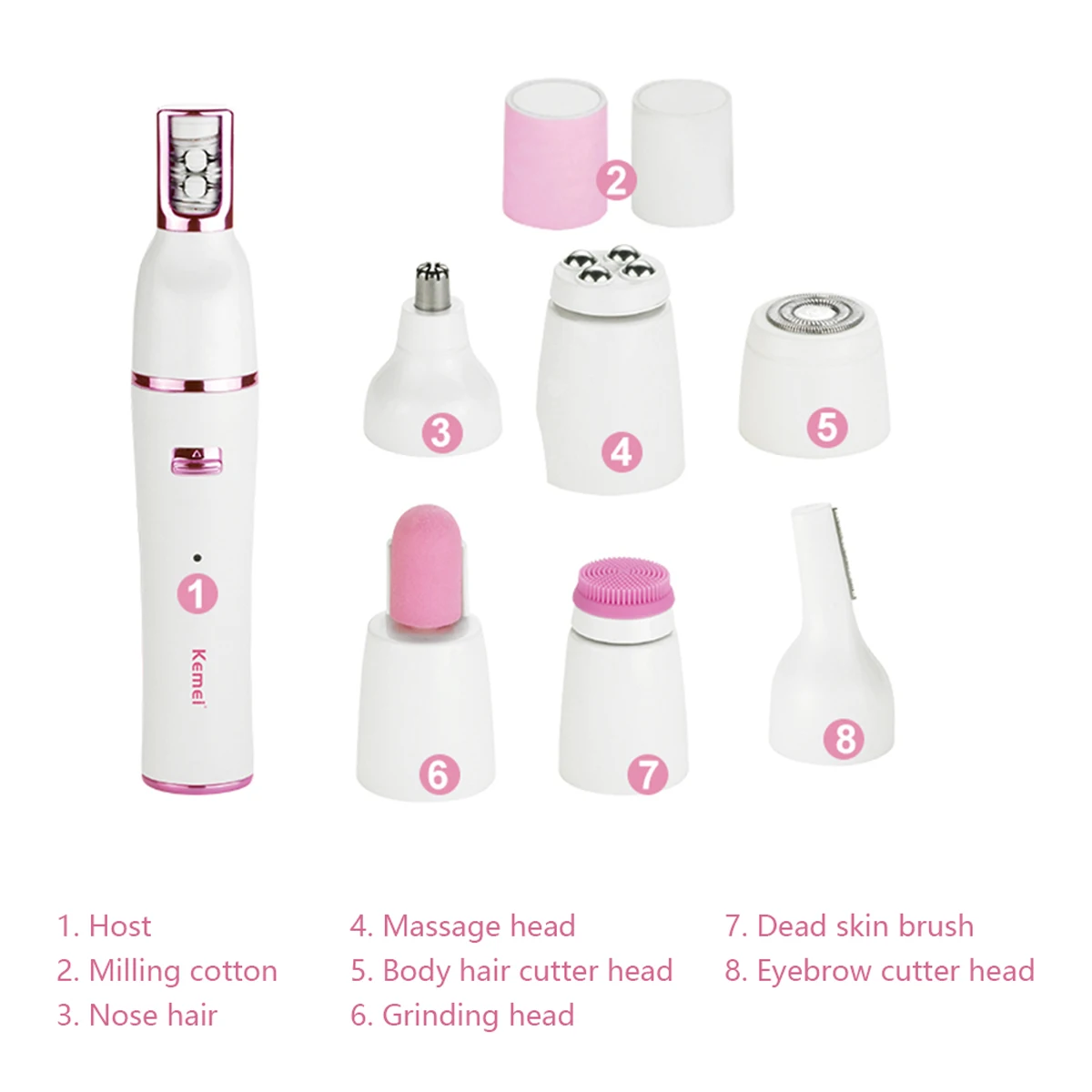 

7 In 1 Ladies Epilator Portable Electric Eyebrow Shaver Hair Removal Facial Epilator Massager Nose Hair Trimmer USB Rechargeable
