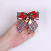 12pcslot exquisite 8cm bowknots craft bows with small iron bells christmas gift decoration christmas tree decorations lattice