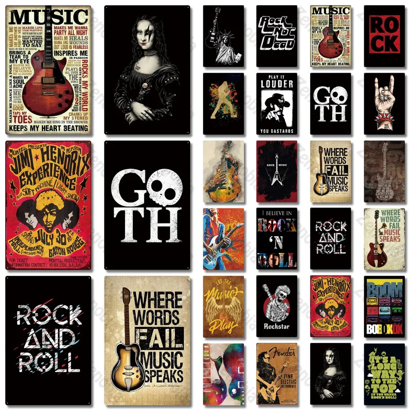 Оловянная винтажная металлическая вывеска Rock & Roll металлический винтажный