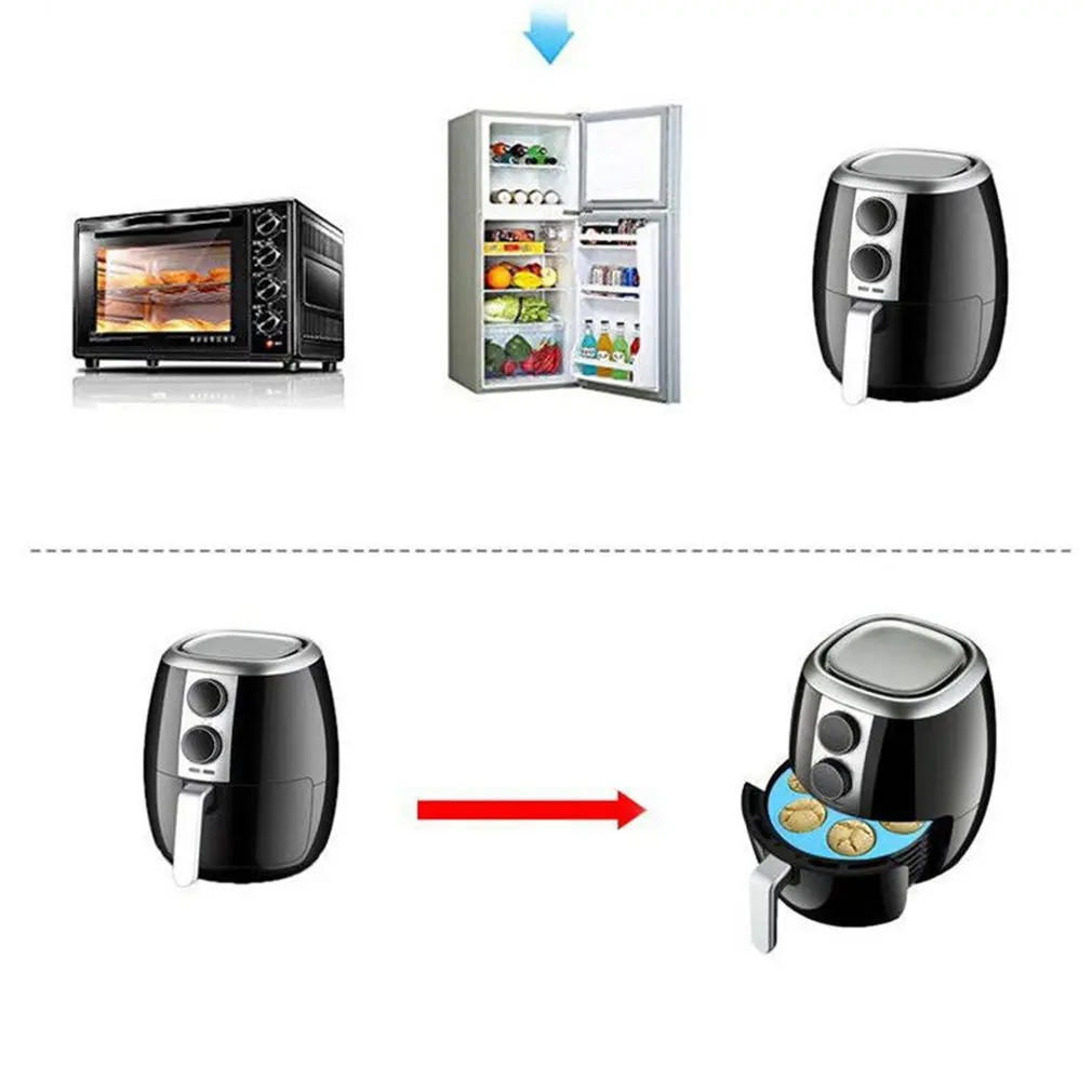 

8 inches Food Grade Silica Gel Durable Air Fryer Accessories 7 With Black Cake Cup Cake And Muffin Accessories