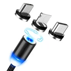 Магнитный USB-кабель 2 м для iPhone 13, 12, 11, Xiaomi, Samsung, кабель типа C, быстрое зарядное устройство со светодиодной подсветкой, кабель Micro USB, шнур, провод