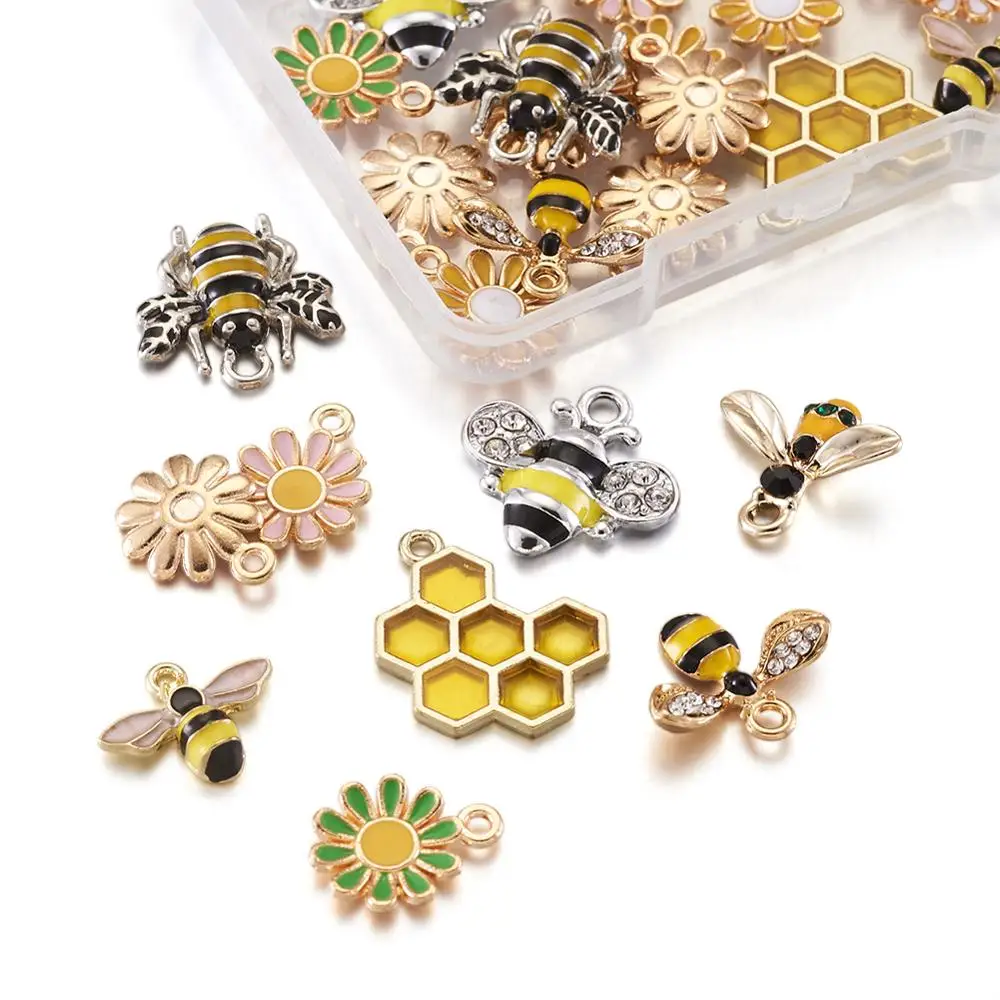 

Подвески из эмалированного сплава в виде пчелы, ромашки, цветка, соты, подвески для милых сережек, браслетов, ожерелий, поделок для изготовле...