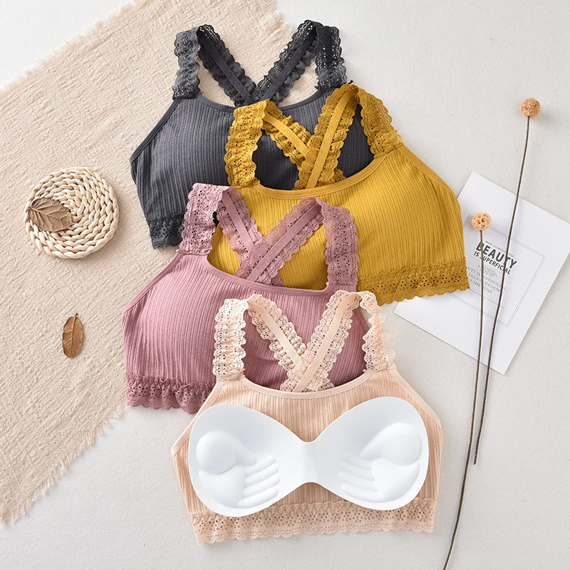 Женские кружевные бюстгальтеры с v образным вырезом Удобные однотонные дышащие