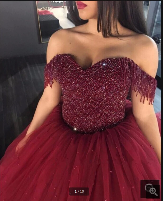 

Ball gown off the shoulder beading pearls prom dress sexy princess sweet 16 puffy elegant sparkly prom gowns custom made