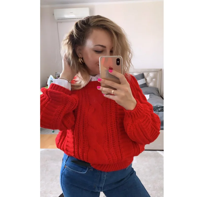 Женский свитер с круглым вырезом 2019 желтый женский джемпер карамельного цвета