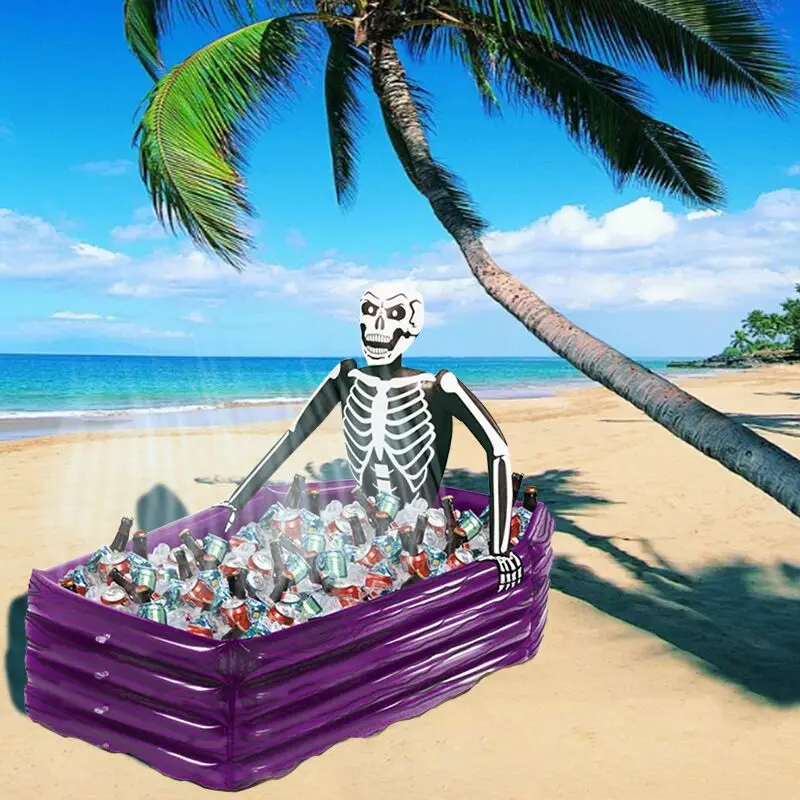 Halloween Beverage Bucket Skull Inflatable Drinking Cooler Pool Theme Party Decoration Kids Outdoors Sport Play Toys Bathtub | Дом и сад