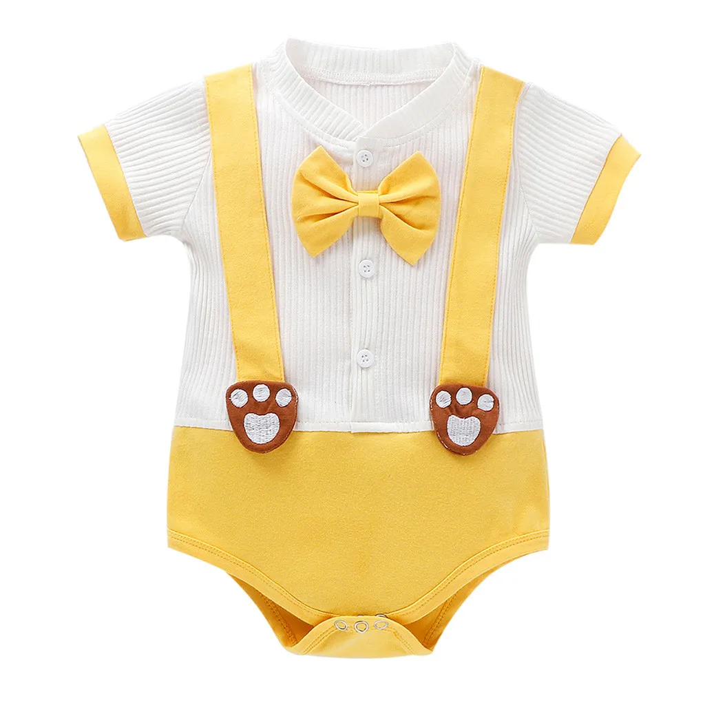 TELOTUNY baby clothes Toddler Kid Baby Girls Boys Cartoon Gentleman Bow fake strap Romper romper summer 2020May7 | Мать и ребенок