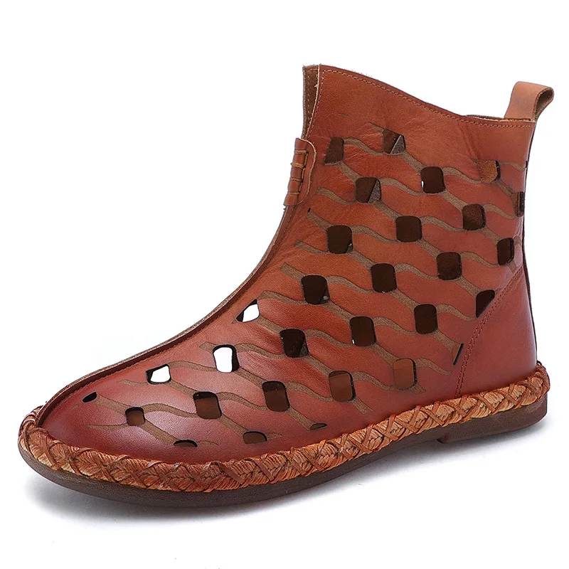 

New leather hollow sandals 2020 summer and autumn casual soft and comfortable retro sandals