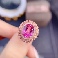 meibapj natural pink topaz flower ring for women real 925 sterling silver fine wedding jewelry