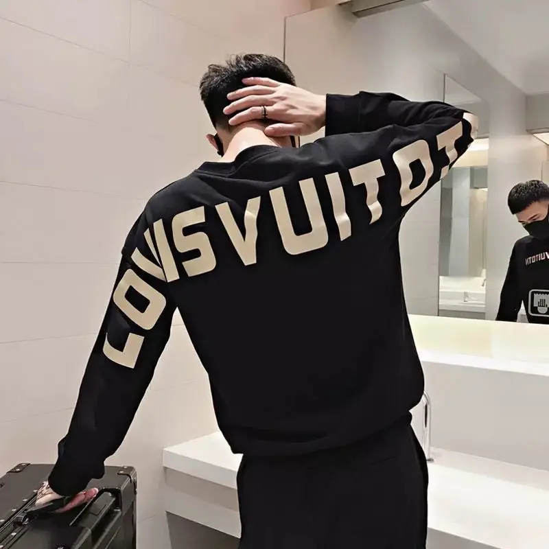 

Couple autumn coat Long Sleeve round neck sweater men's loose style