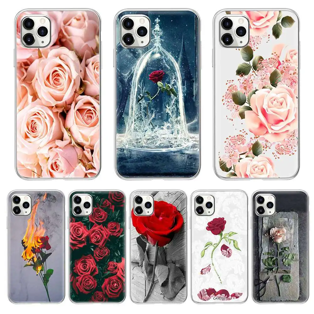 Чехол KISSCASE Flower для iPhone 11 Pro Max X 8 6 6s 7 Plus Мягкий чехол телефона с розовыми цветами XS XR