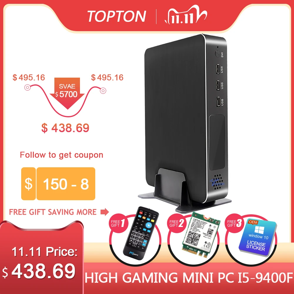 Игровой компьютер Intel i5 9400F 6 ядер потоков i7 8700 i3 9100F Nvidia GTX 1050 4 Гб мини ПК 2 * DDR4 HDMI 0 1 DP