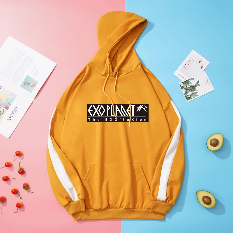 Толстовка EXO оверсайз для мужчин и женщин свитшот с капюшоном в Корейском стиле