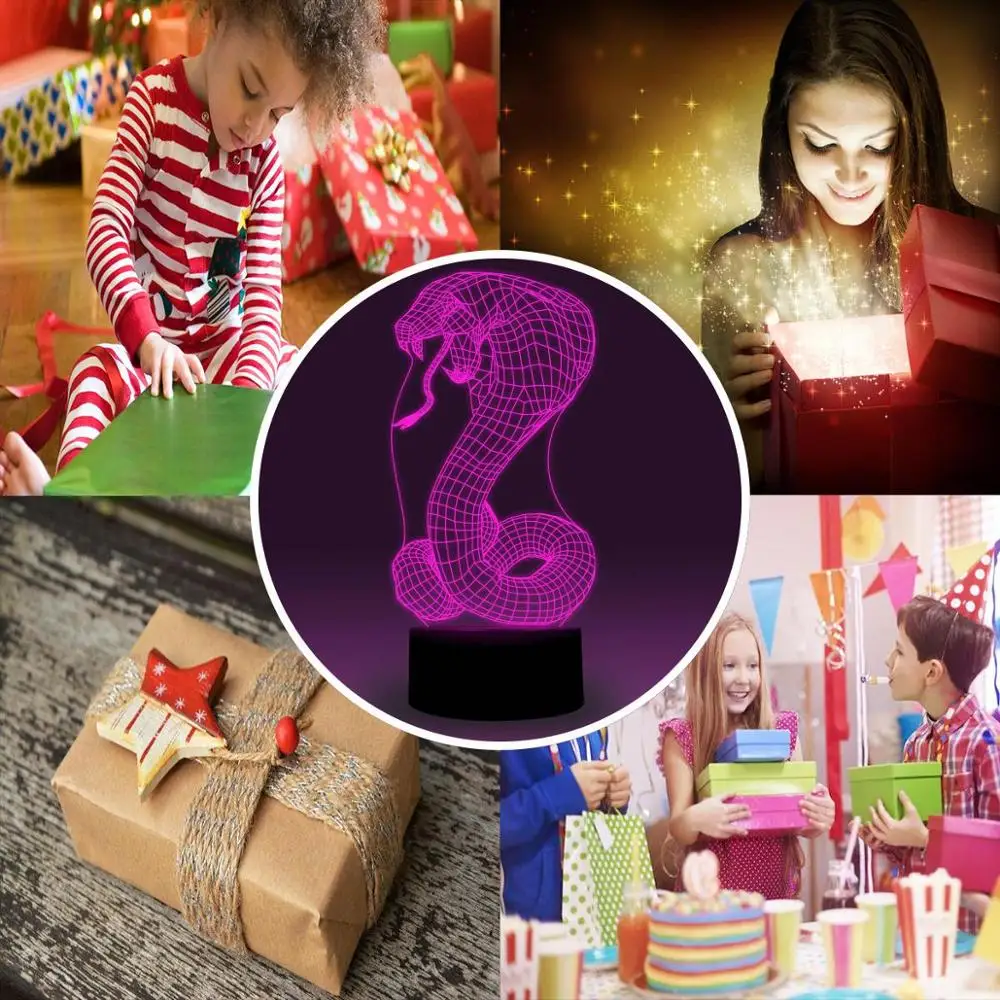 NiteApps 3D Cobra светодиодный ночник настольная лампа Иллюзия подарок на день рождения