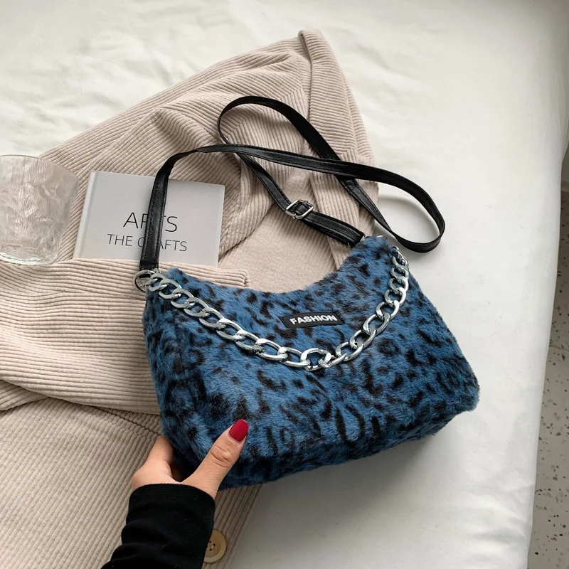 

Модная женская плюшевая сумка на плечо с цепочкой, Повседневная Регулируемая сумка через плечо, сумка-мессенджер на плечо, кошельки