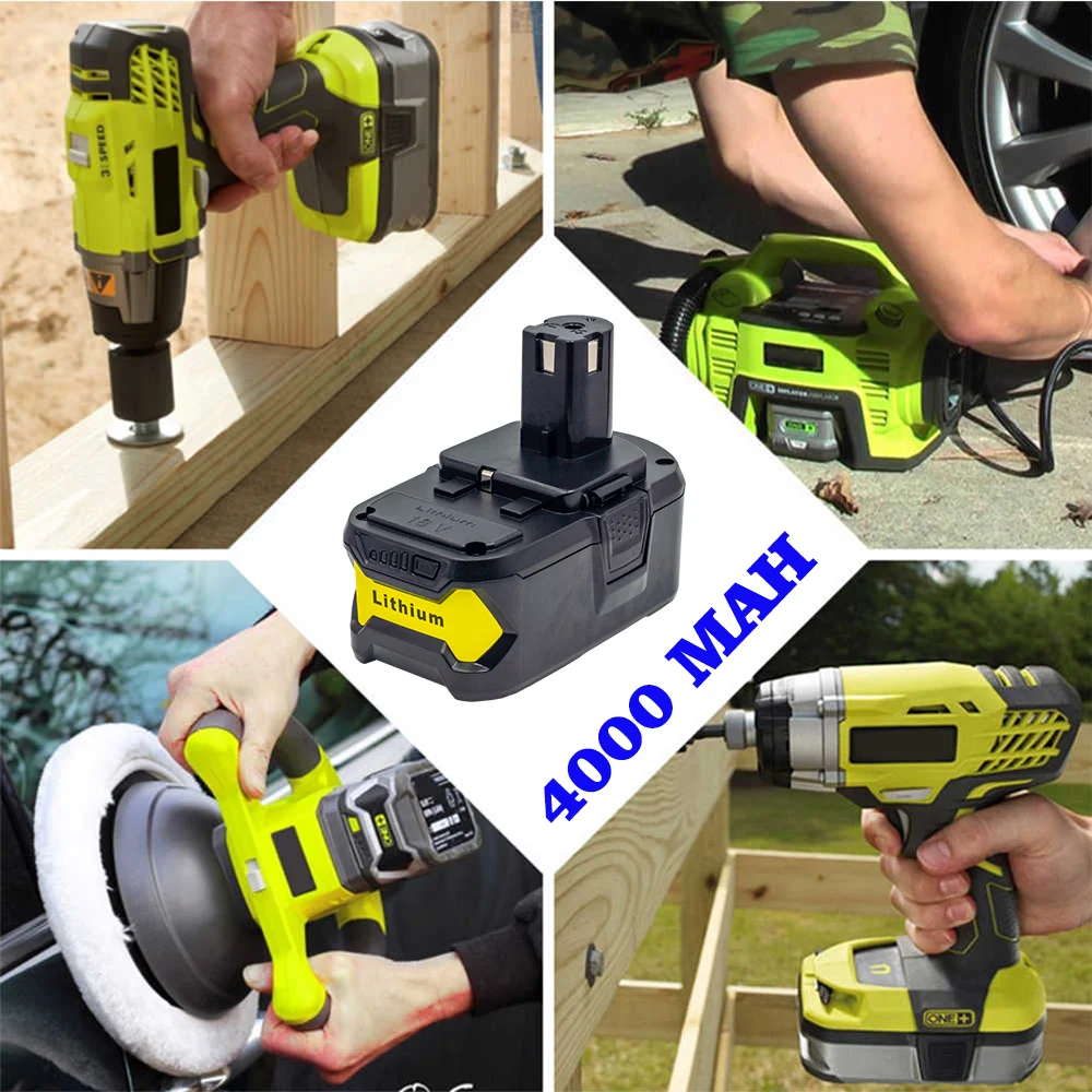 

For Ryobi 18V 4.0AH ONE+ RB18L40 RB18L50 RB18L60 CFP-180S P108 CFP-180SM P107 P300 P510 P104 P102 P103 Replacement Battery