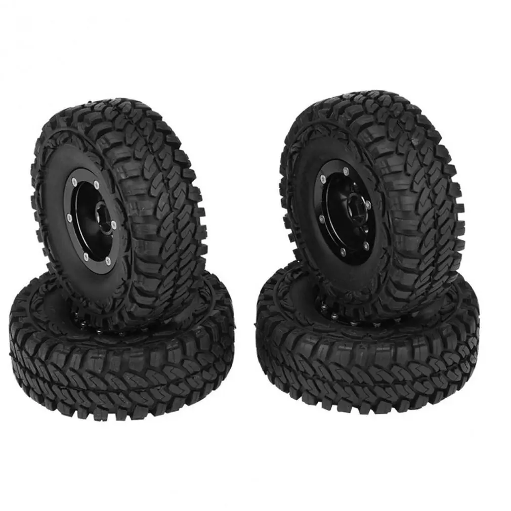 

4 PCS Diameter 108 mm Simulation Climbing Car Metal Lock Tire Wheel With Tire Skin Rubber Suitable For1/10 RC Tracked Vehicles