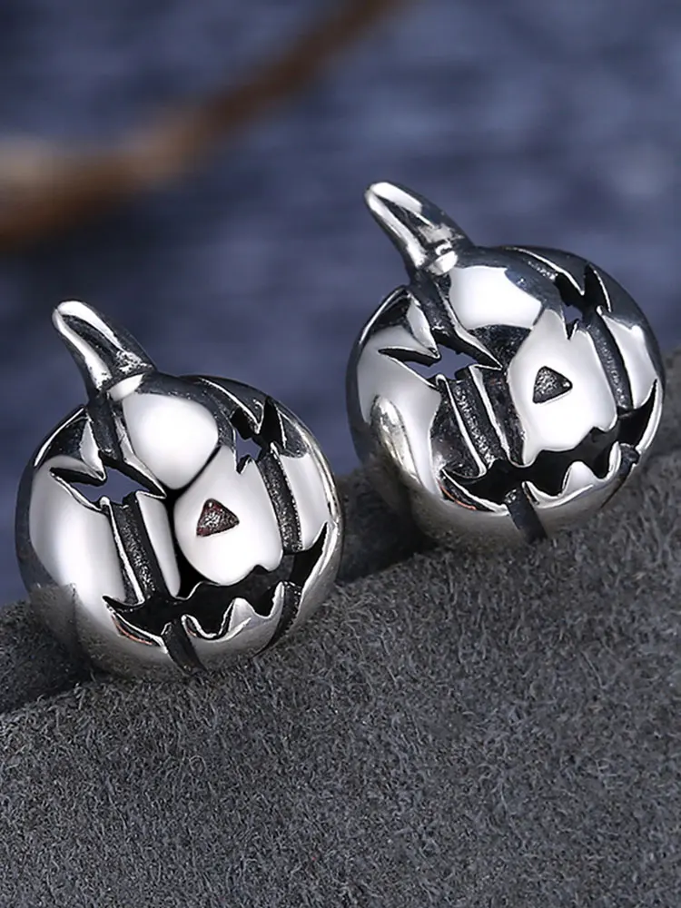 

ZEMIOR Stud Earrings For Women 925 Sterling Silver Personality Vintage Pumpkin Head Cute Earrings Female Halloween Jewelry