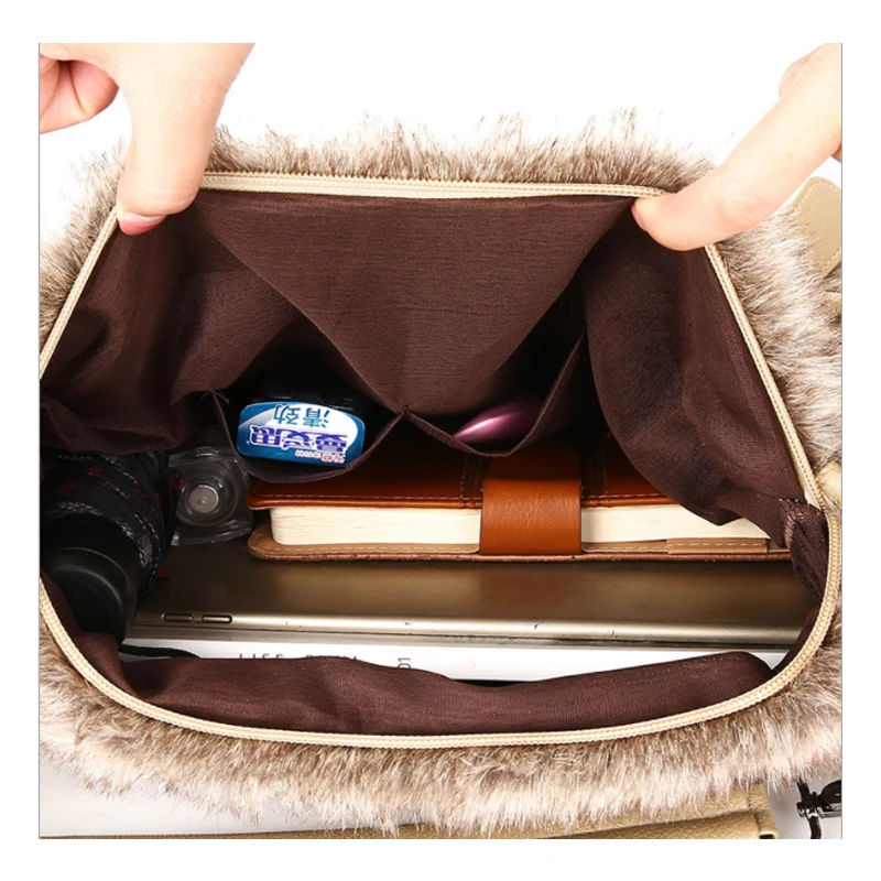 Осенние и зимние новые модные сумки популярная женская меховая сумка тренд дикая