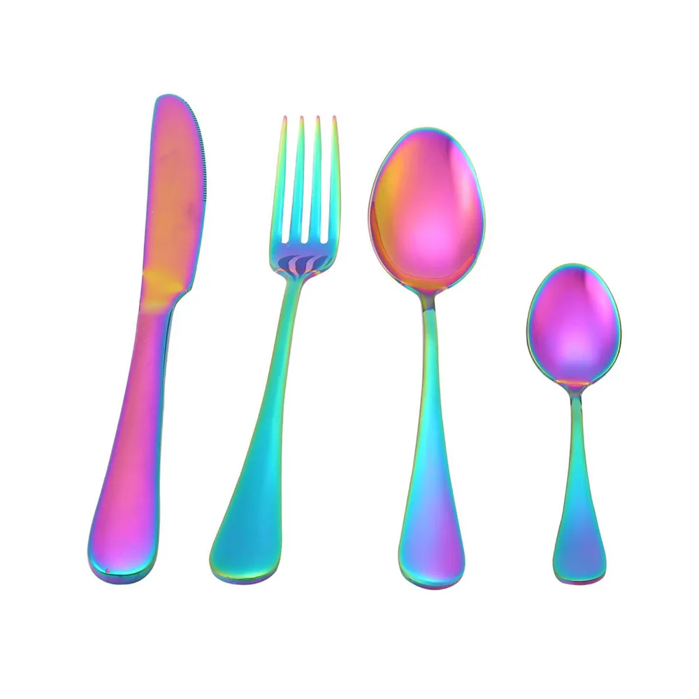 6 шт./компл. набор столовых приборов из нержавеющей стали с радугой ножей вилка
