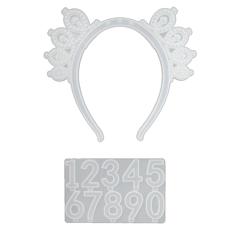 

Y4QB Numbers Birthday Crown Hair Hoop Epoxy Resin Mold DIY Headdress Silicone Mould