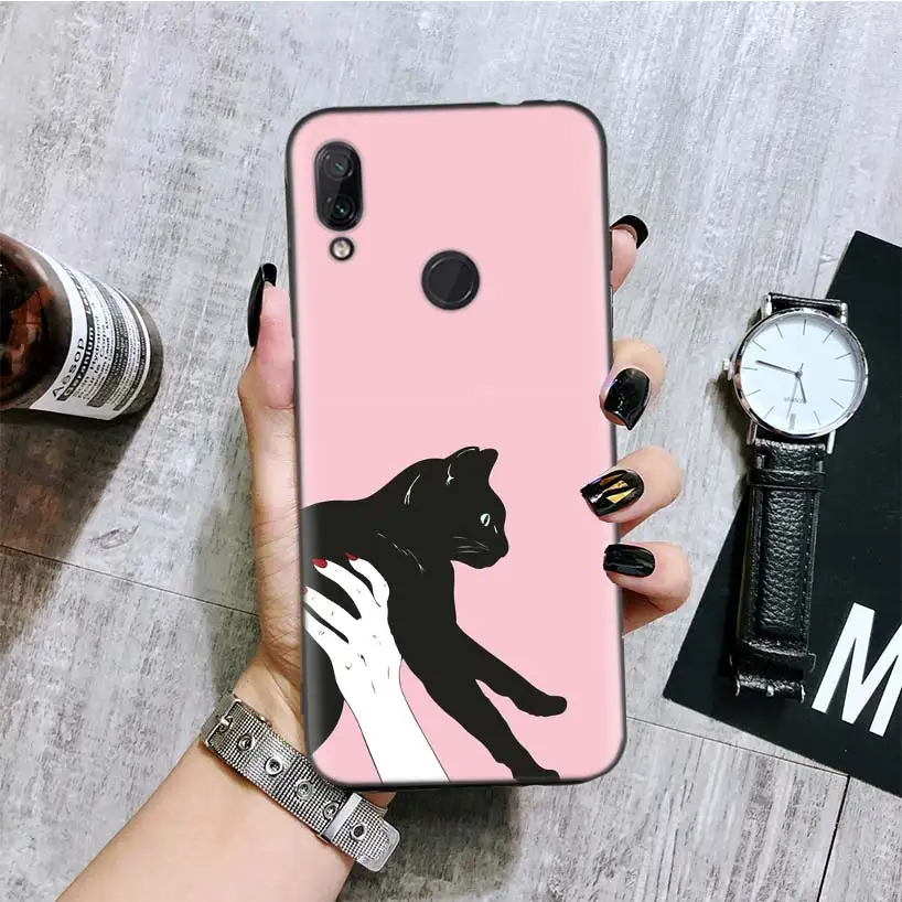 

Lovely Cartoon Cut Cats Kitty Black Silicon Phone Case For Xiaomi Redmi Note 9S 8T 10 9 8 7 9A 8A 7A Mi CC9 8 S2 F1 Pro Lite Cov