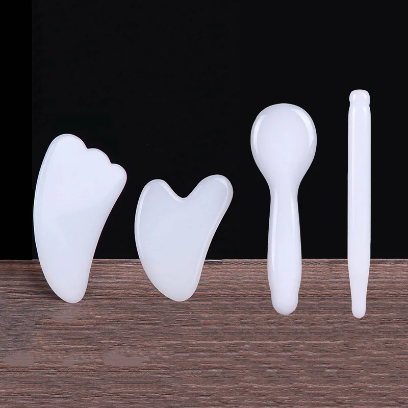 

Gua Sha Stone Natural White Jade Scraping Board Pressotherapy Soothing Massage Warm As Jade Face Care Facial Back Whole Massage