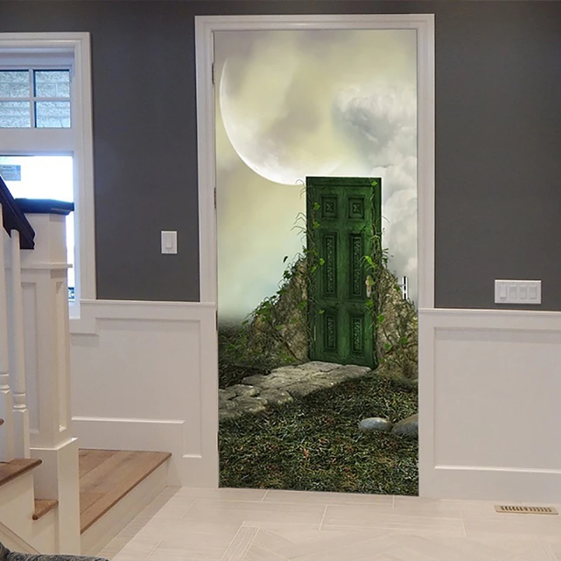 Холст домашнее украшение Стены Двери наклейки 2 шт. узор Круглый открытый дерево