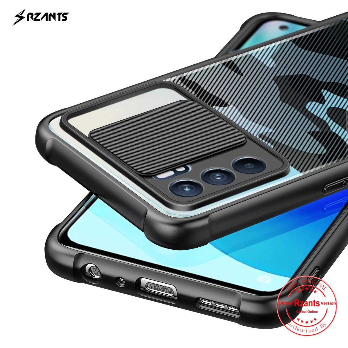 

Rzants For OPPO Reno6 4G 5G Reno6 Pro Reno6 Z 5G Case Hard [Camouflage Lens] Lens Protection Slim Crystal Clear Cover