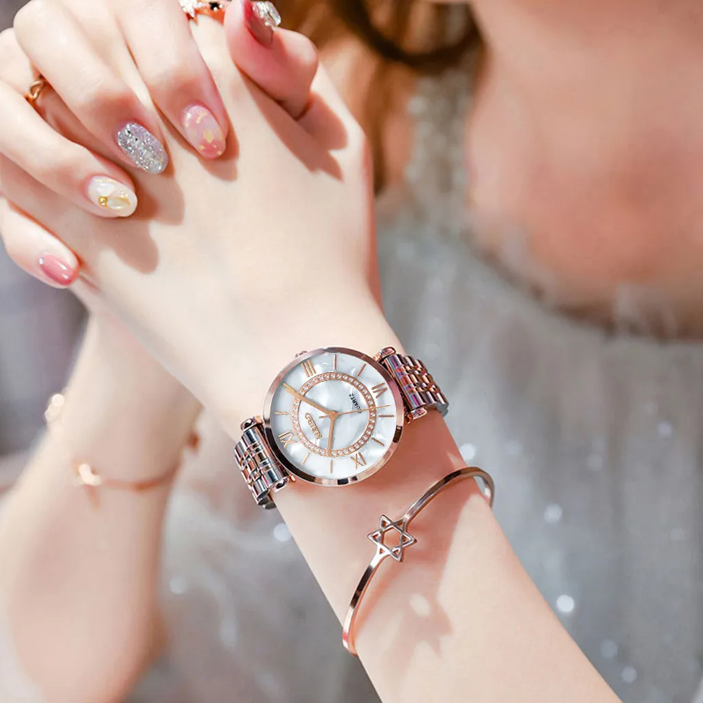 

Luxury Women's Watch Casual Quartz Stainless Steel Strap Roman Dial Watch Analog Wrist Watch femmes numrique montres W1
