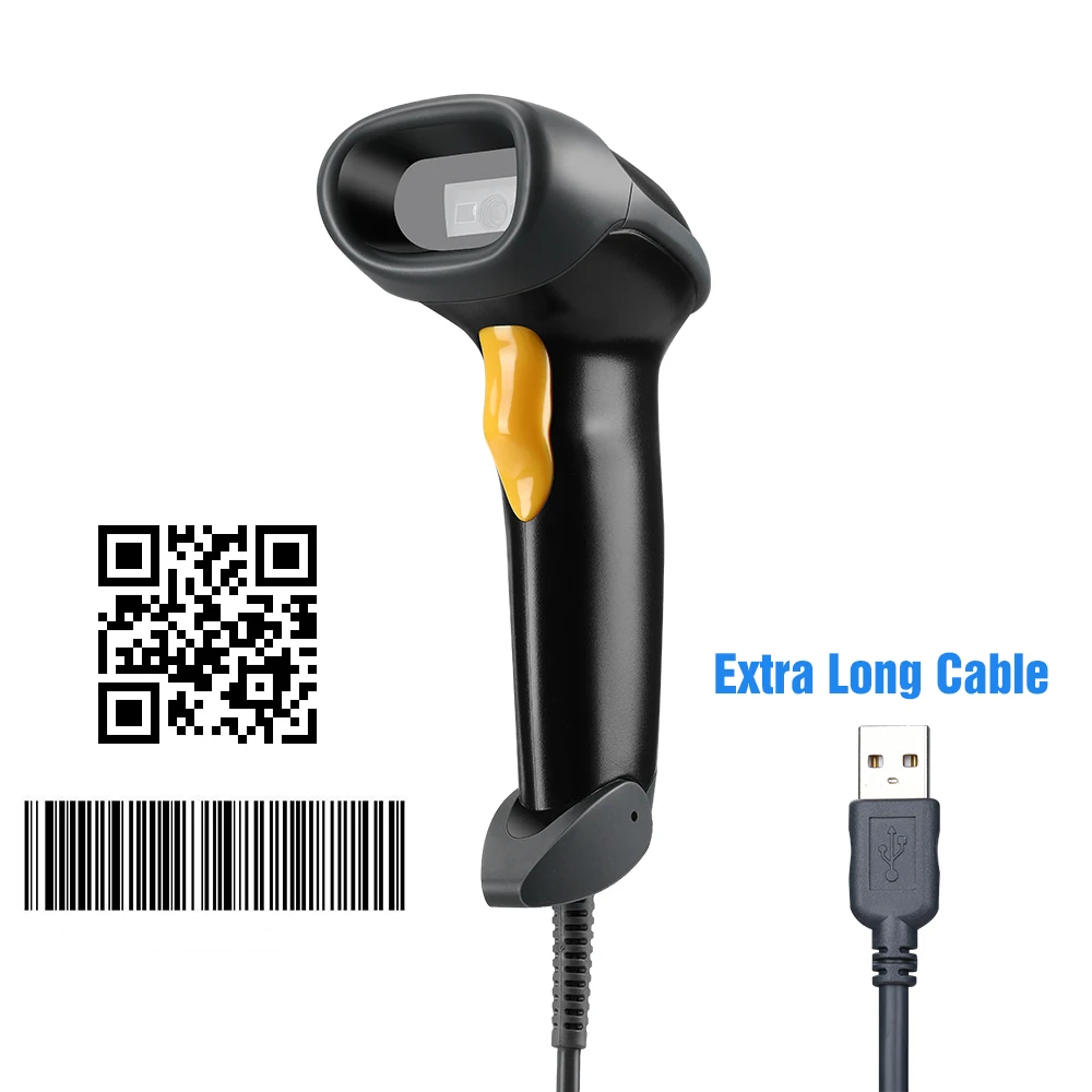 Сканер штрих кода Eyoyo проводной 1D QR 2D портативный сверхдлинный USB считыватель