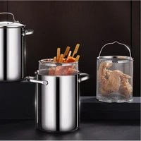 household fryer 304 stainless steel small fryer japanese style tempura fryer kitchen deep frying oil saving pan with strainer