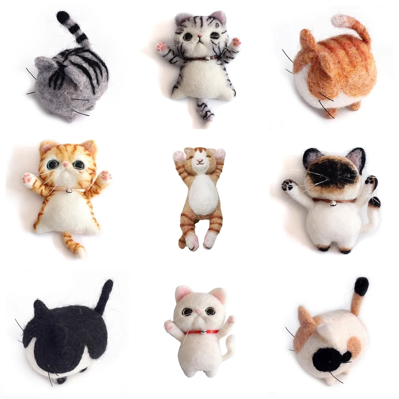 

Custom Selection Cats Needle Felting Kit for Beginners Non-Finished Materials for Needlework Felt Christmas Gift English Manual