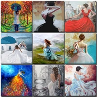 art oil painting by numbers girls acrylic paint for adults diy craft kits on canvas with framed coloring drawing by number gift
