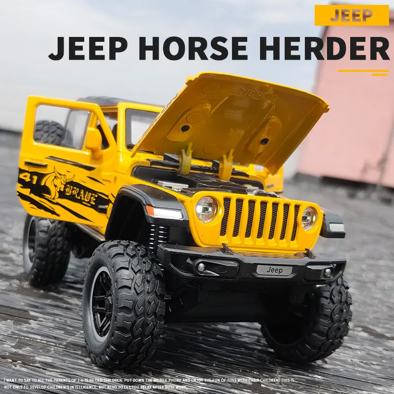 

1:20 Jeeps Wrangler резиновая модель автомобиля из сплава Литые и игрушечные металлические внедорожники модель автомобиля высокая имитация детска...