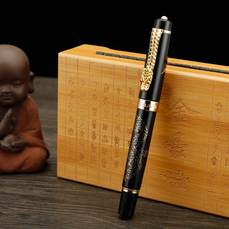 Высококачественная Роскошная Авторучка Jinhao Dragon, винтажная перьевая ручка 0,5 мм, перьевые чернильные ручки, подарочный набор в коробке, офисные принадлежности