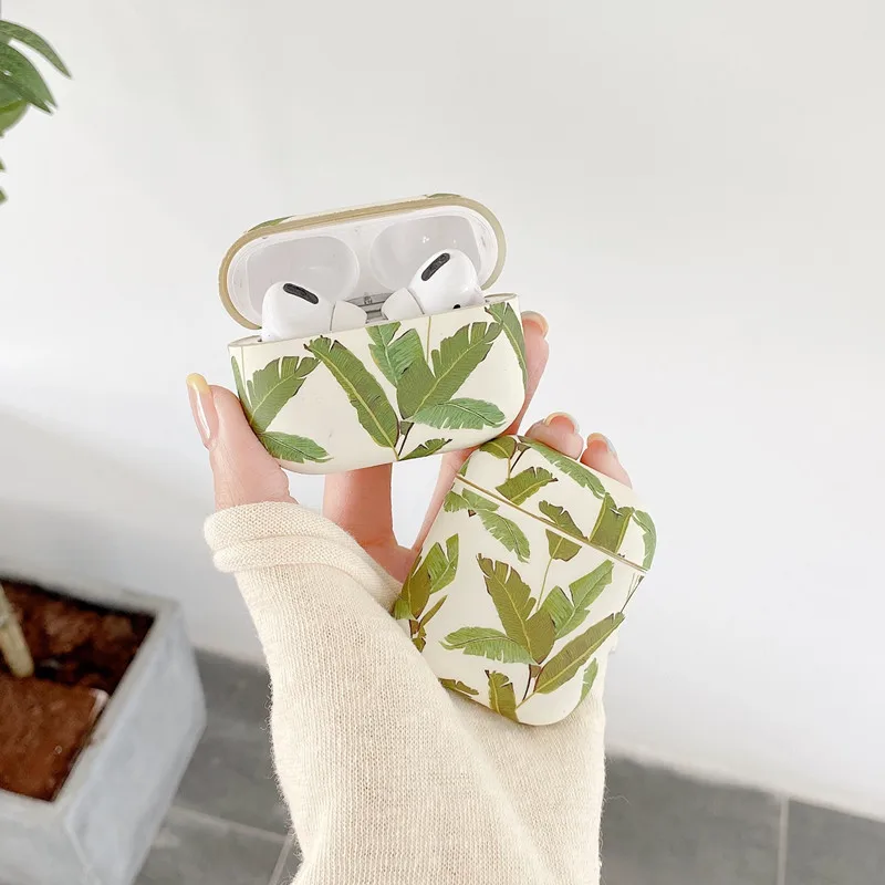 

Green Maple Leaf Wireless Earphone Case For AirPods Pro 3 2 1 Cases Cute Matte Hard PC Earphone Accessories Protector Cover