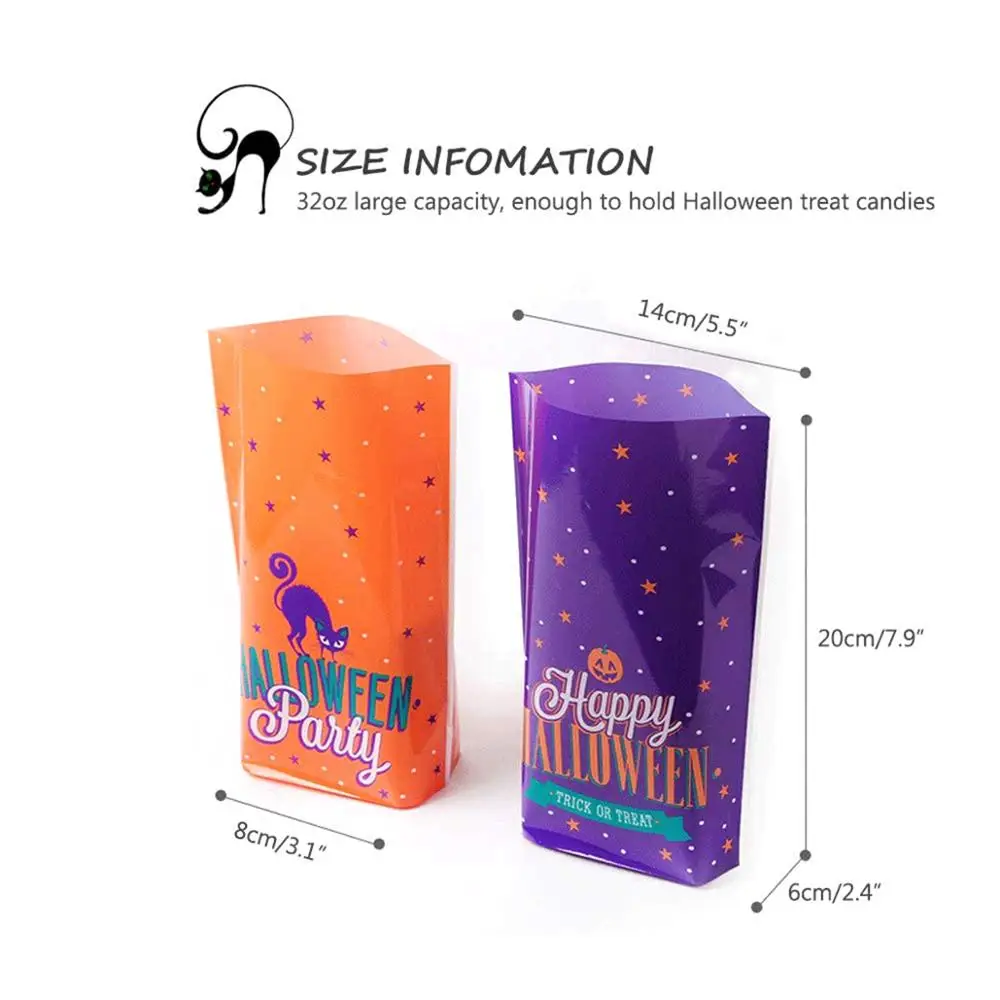 

50PCS Halloween Series Gift Bags Pumpkin Bat Candy Bags Party Decoration Supplies Cookie Packaging Bags