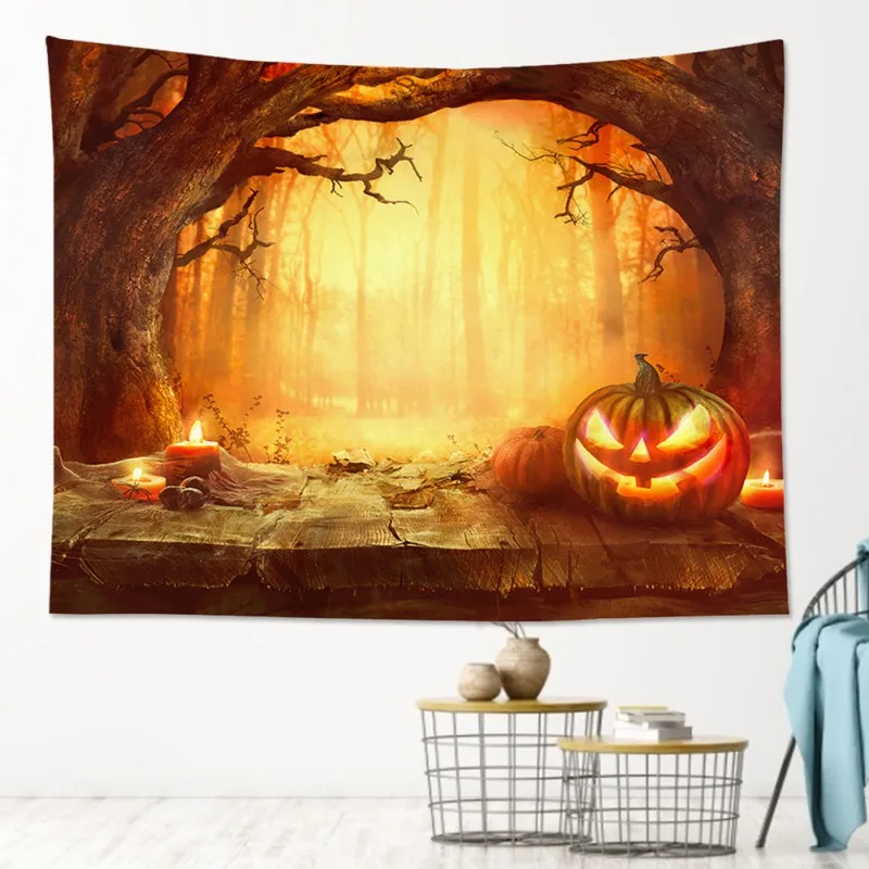 Украшение на Хэллоуин настенное одеяло тыквы гобелен в виде черепа для спальни