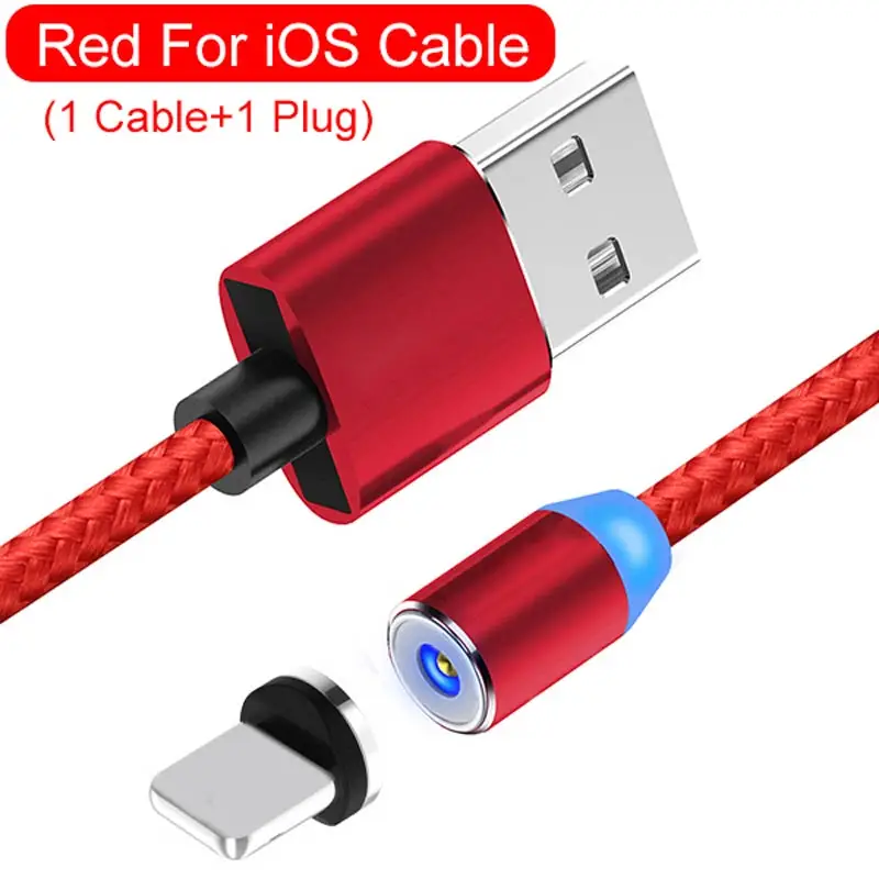 Suntaiho USB магнитная зарядка течёт светильник светодиодный Micro USB магнитный кабель Быстрая зарядка для iphone светильник ing USB Type C кабель Магнитный кабель для мобильного телефона - Цвет: For iPhone red
